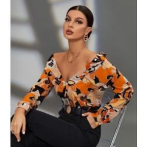 SHEIN Abstract Patterned Button Down